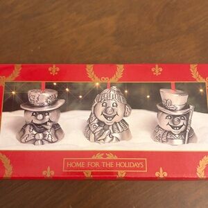 Silver Snowman Bell Ornament Set - Home for the Holidays